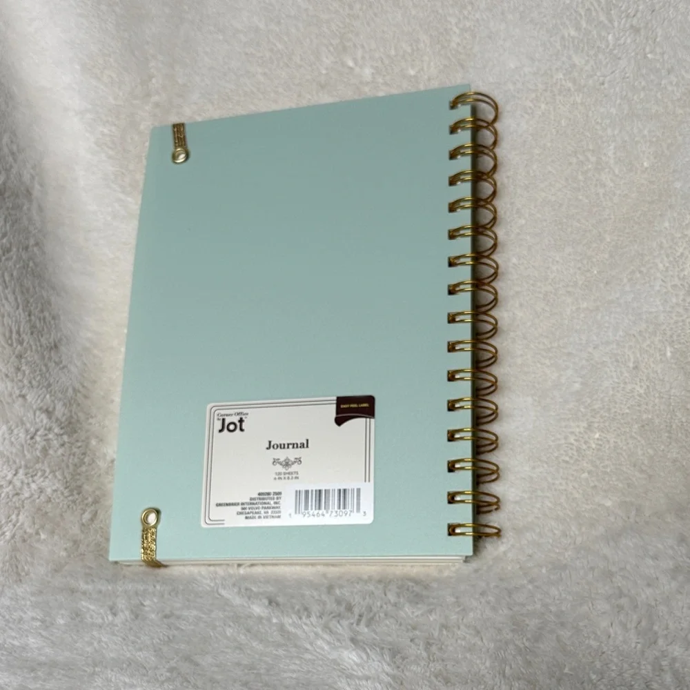 Notes Green & Gold Spiral Journal Doodle Sketch Notebook NWT lines dots blank